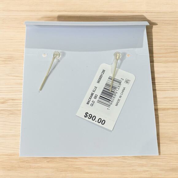 NWT! Kendra Scott Macrame Elle Gold Pink Mother of Pearl Earrings - Picture 4 of 4